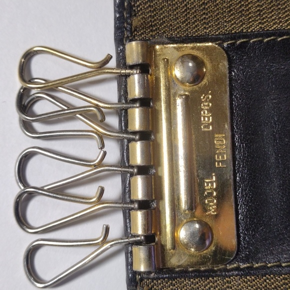 Vintage Fendi Black leather Zucca Six Hooks Key Case 3.75x2 25-in - Luxury "#06" - Picture 11 of 11
